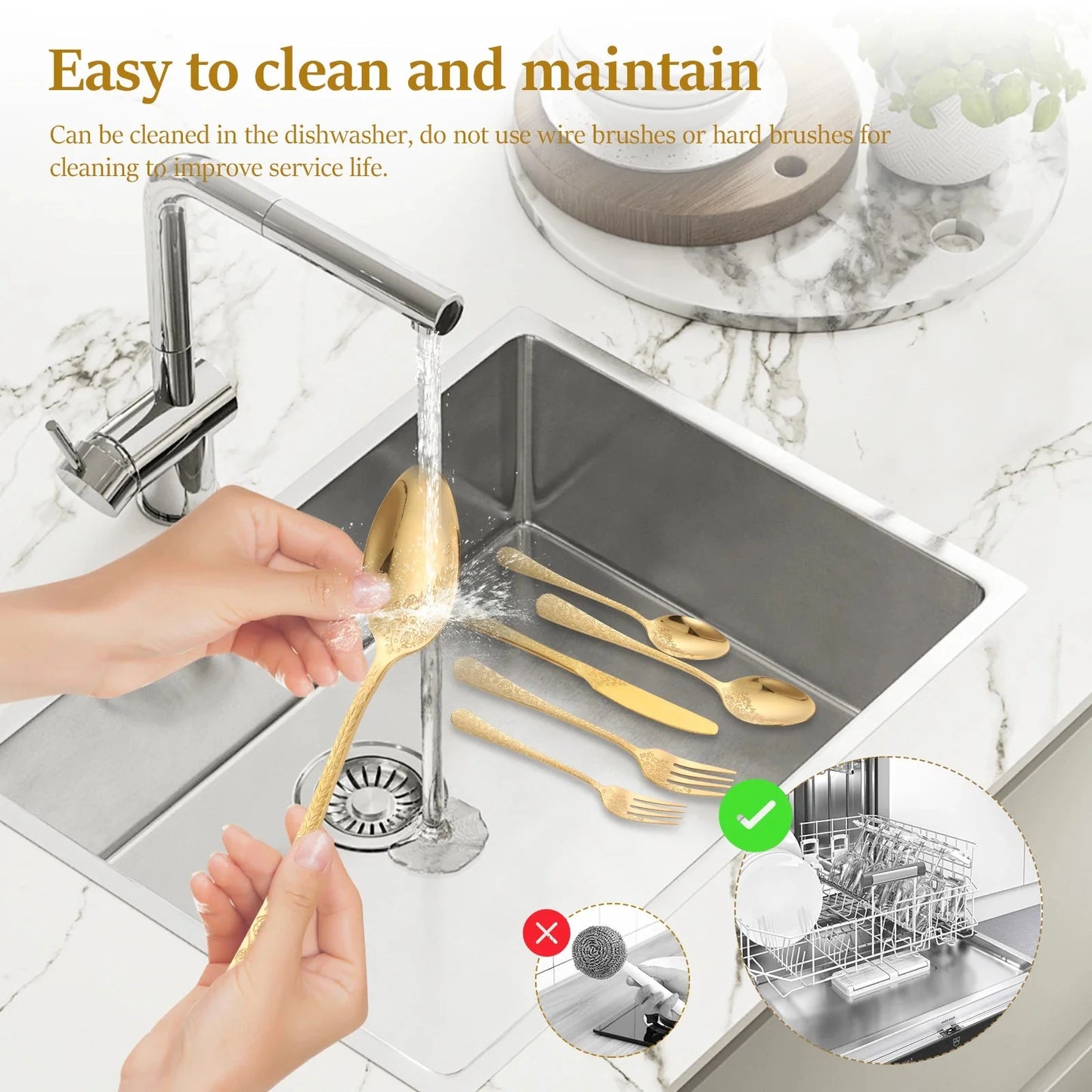 20pcs Silverware Set Floral Carved Stainless Steel Flatware Mirror Polished Cutlery Including Fork Spoon Knife Dishwasher Safe