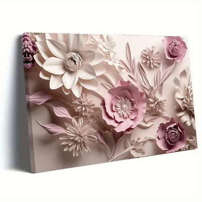 Charming Pink Floral Canvas Wall Art with Wooden Frame - Ideal Home Decor for Bedroom, Living Room & Office