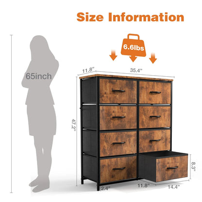 Dresser for Bedroom Storage Drawers, Fabric Storage Tower with 2/4/5/6/7/8/9/10 Drawers Sturdy Metal Frame