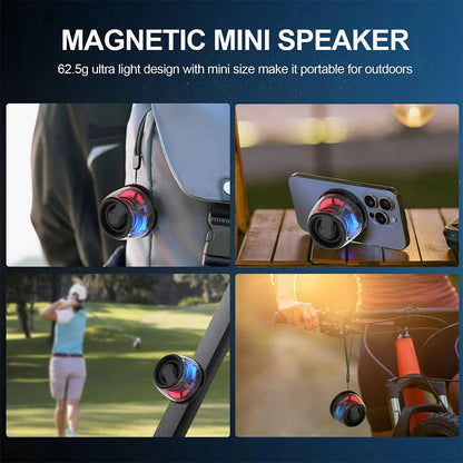 Magnetic Portable Bluetooth Speaker Mini Sound Box HiFi Stereo Soundbar Wireless Loudspeaker with LED Color Light Phone Holder