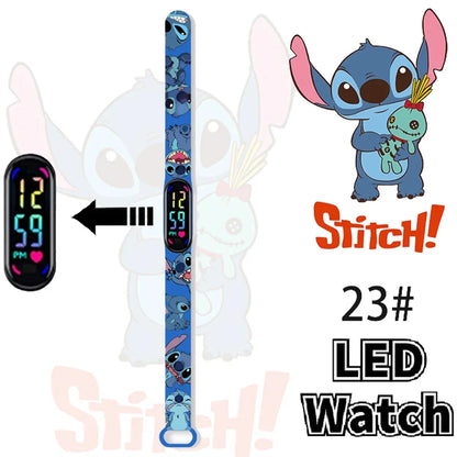 Disney Stitch Digital Kids' Watches Anime Figures LED Luminous Watch Touch Waterproof Electronic Sports Watch Kids Birthday Gift