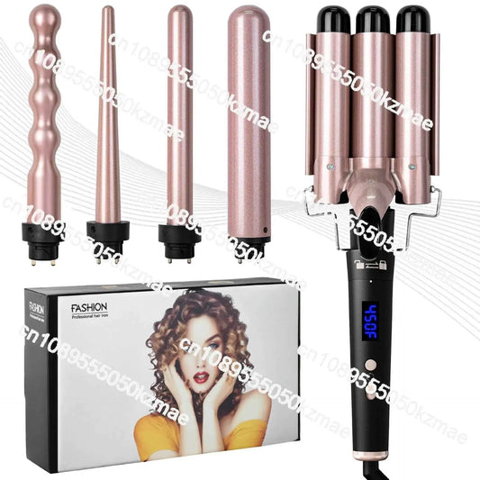 IN STOCK 5-in-1 Tube Changing Curling Iron Straight Curling Dual-purpose 32mm Large Wave Household Multi-function Curling Iron