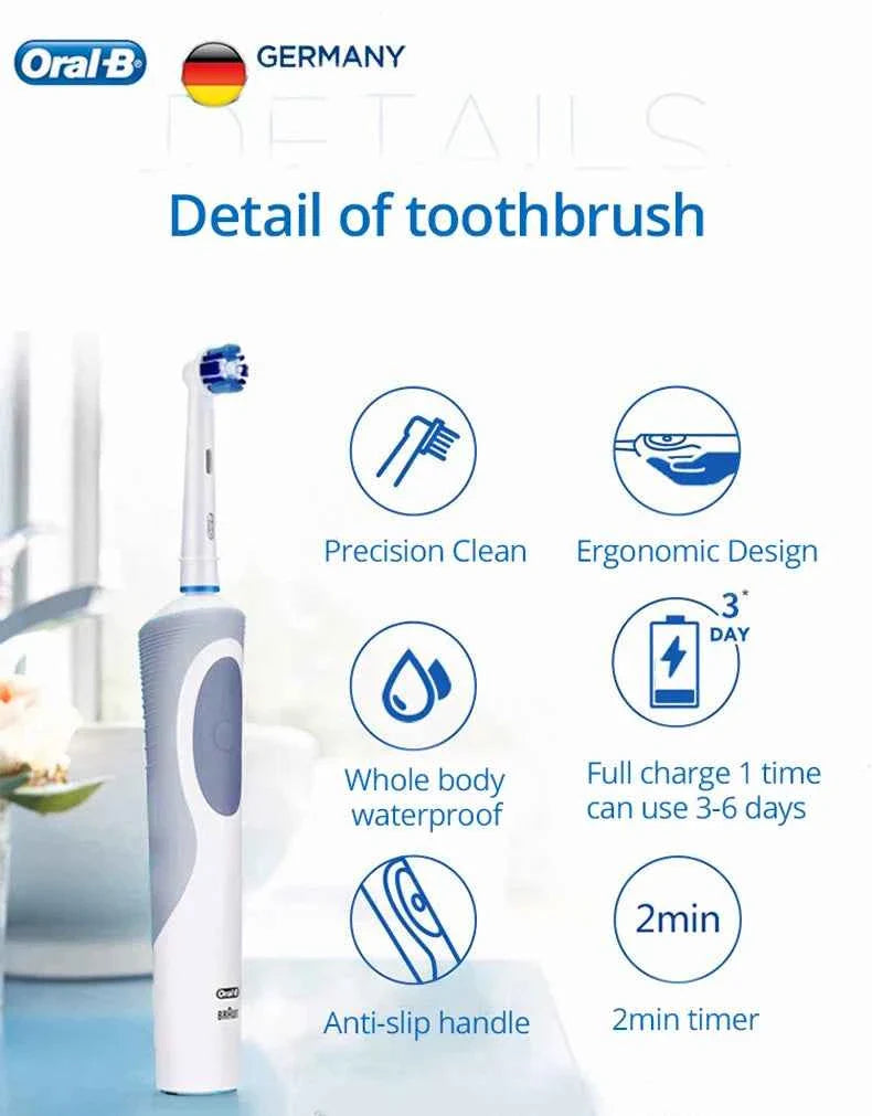 Oral B D12 Vitality Electric Toothbrush Rechargeable Sonic Tooth Brush Soft Bristle Inductive Charging Remove Plaque for Adult