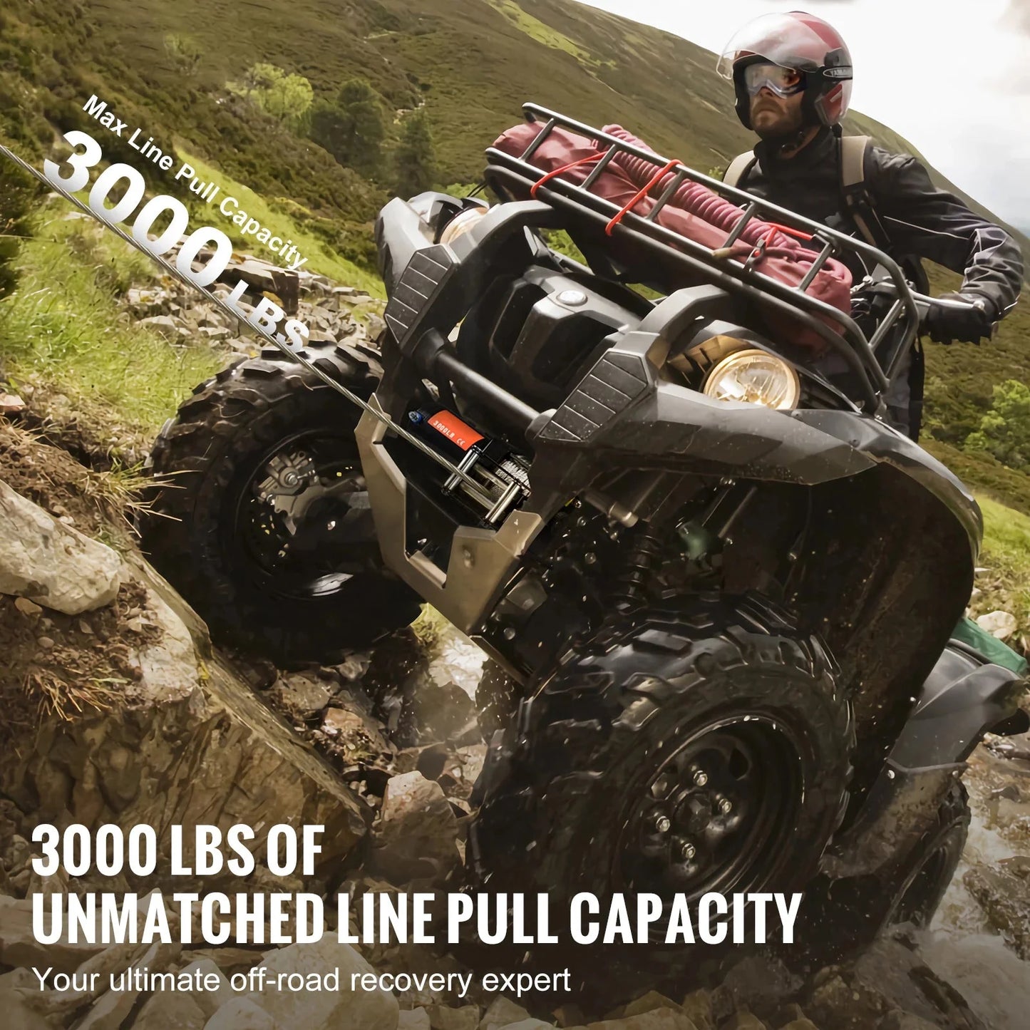 SucceBuy 3000lbs ATV/UTV Electric Winch 12V DC Steel Rope Winch with  39ft Cable Roller Wired Remote Control for Towing Off-Road