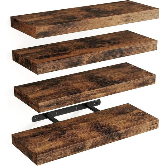 Solid Wood Solid Wooden Floating Shelves Wall Mounted Storage Rack Wall Mounted Bookshelf Floating Design Book Shelf