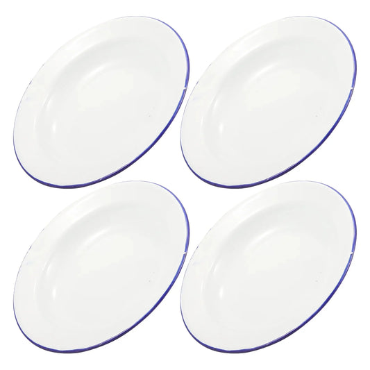 4Pcs Enamel Plates Unbreakable Enamelware Dinner Serving Platter Tray Salad Pasta Plate Kitchen Dining Bar Plates For Fruit Food
