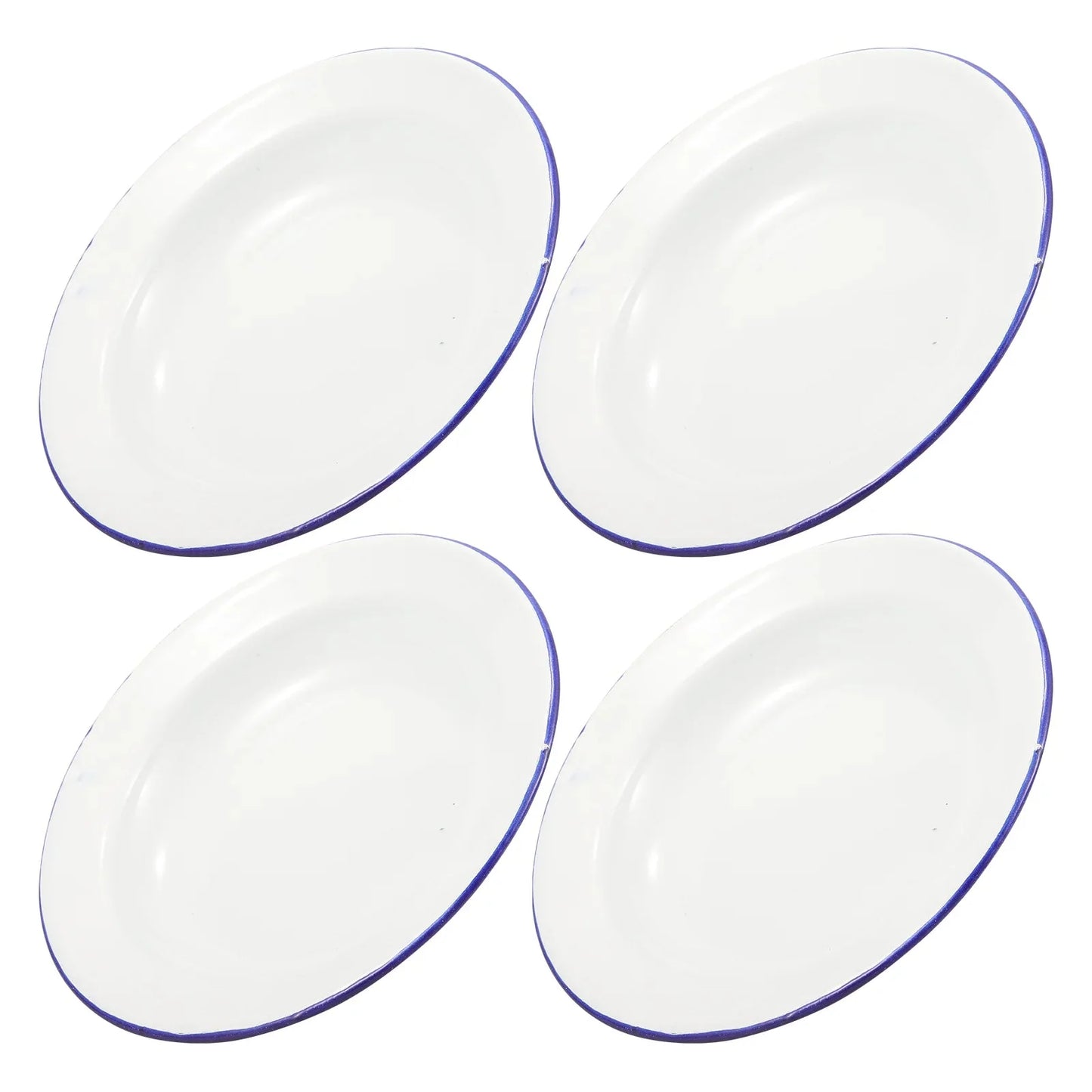4Pcs Enamel Plates Unbreakable Enamelware Dinner Serving Platter Tray Salad Pasta Plate Kitchen Dining Bar Plates For Fruit Food