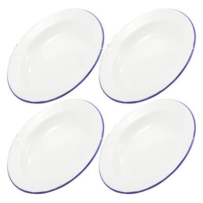 4Pcs Enamel Plates Unbreakable Enamelware Dinner Serving Platter Tray Salad Pasta Plate Kitchen Dining Bar Plates For Fruit Food