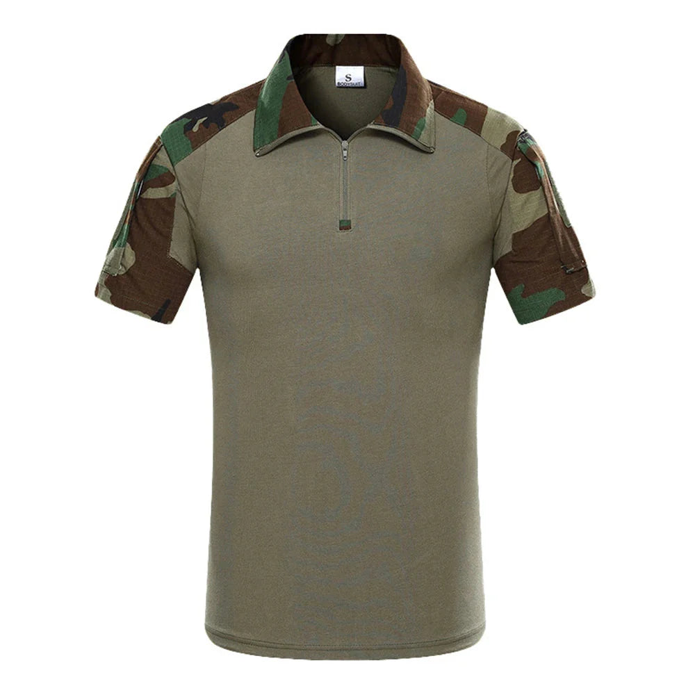 Tactical T-Shirts Mens Outdoor Sport Tee Quick Dry Short Sleeve Shirt Hiking Hunting Combat Men Camo Clothing