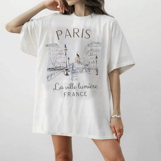 90s Streetwear Paris MILANO ITALY Letter Women T Shirt Casual Tee Men Cotton Oversize Loose Trend Vintage Summer Couple Shirt