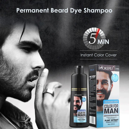 Natural Permanent Beard Dye Shampoo Repair White Grey Hair Removal Instant Mustache Dying Blacking Fast Beard Coloring for Men