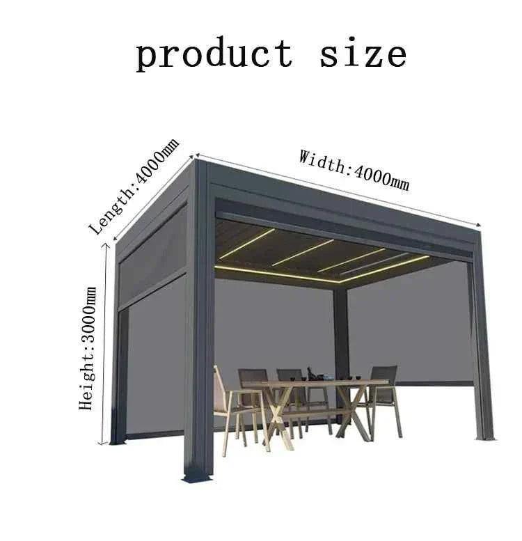 Automated Opening Waterproof Wingproof Louvered Motorized Aluminous Outdoor Living Garden Pergolas Gazebo Canopy Exterior Gazebo