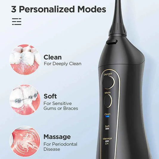 Fairywill Portable Dental Water Flosser - 300ML USB Rechargeable Oral Irrigator with 7 Jet Tips