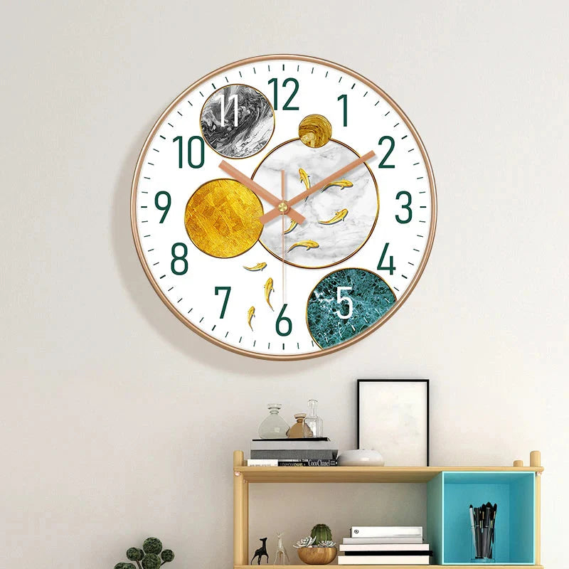 Simple Luxury Quartz Clock Hanging Wall Fish Decoration Modern Style Restaurant Living Room Home Decor Clock 8 10 12 Inche