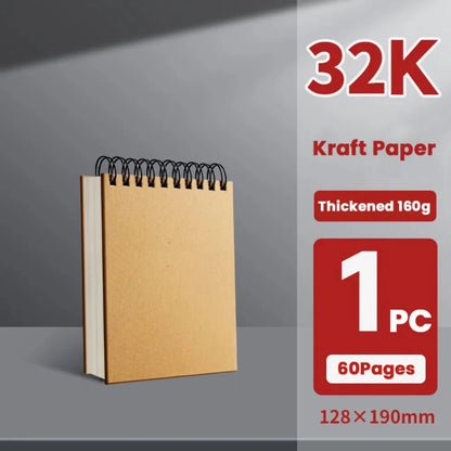 High Quality Kraft Paper Art Sketchbook A4/8K/16K/32K/A3 Flip-up Drawing Notepad 30Sheets/60Pages Spiral Notebook Art Supplies