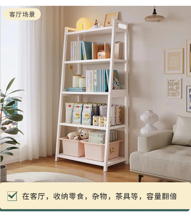 Household Multi-layer Wrought Iron Shelves Ins Wind Simple Floor Storage Display Cabinet Trapezoidal Shelf Bookshelf