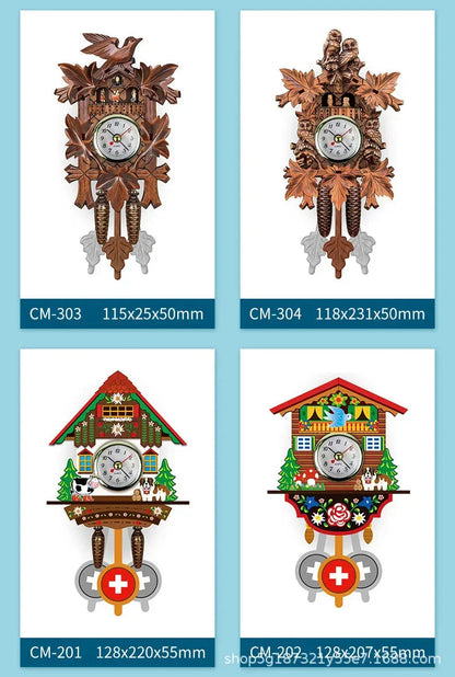 Wooden Hanging Wall Clock Bird Alarm Clock Cuckoo Clocks For Home Decoration Quartz Watch Decorative Home Decor