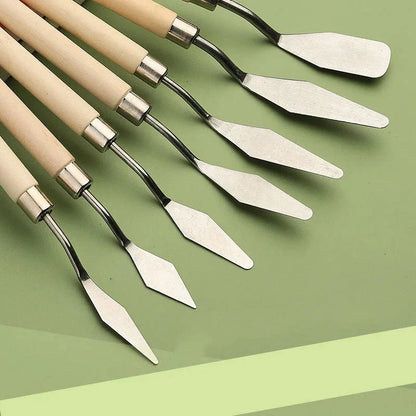 Art Supplies 7Pcs/Set Stainless Steel Oil Painting Knives Artist Crafts Spatula Palette Oil Painting Mixing Knife Scraper