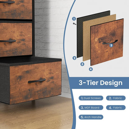 Dresser for Bedroom Storage Drawers, Fabric Storage Tower with 2/4/5/6/7/8/9/10 Drawers Sturdy Metal Frame