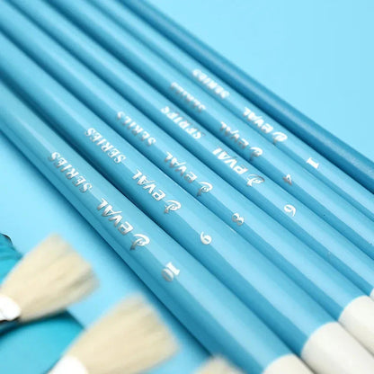18 pcs/set Art supplies gouache oil painting dedicated acrylic painting brush Blue long birch rod Mixed hair paint brush