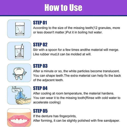 Moldable Teeth Repair Kit Temporary Dental Replacement Kit Thermal Beads For Filling Fix The Missing And Broken Tooth Artificial