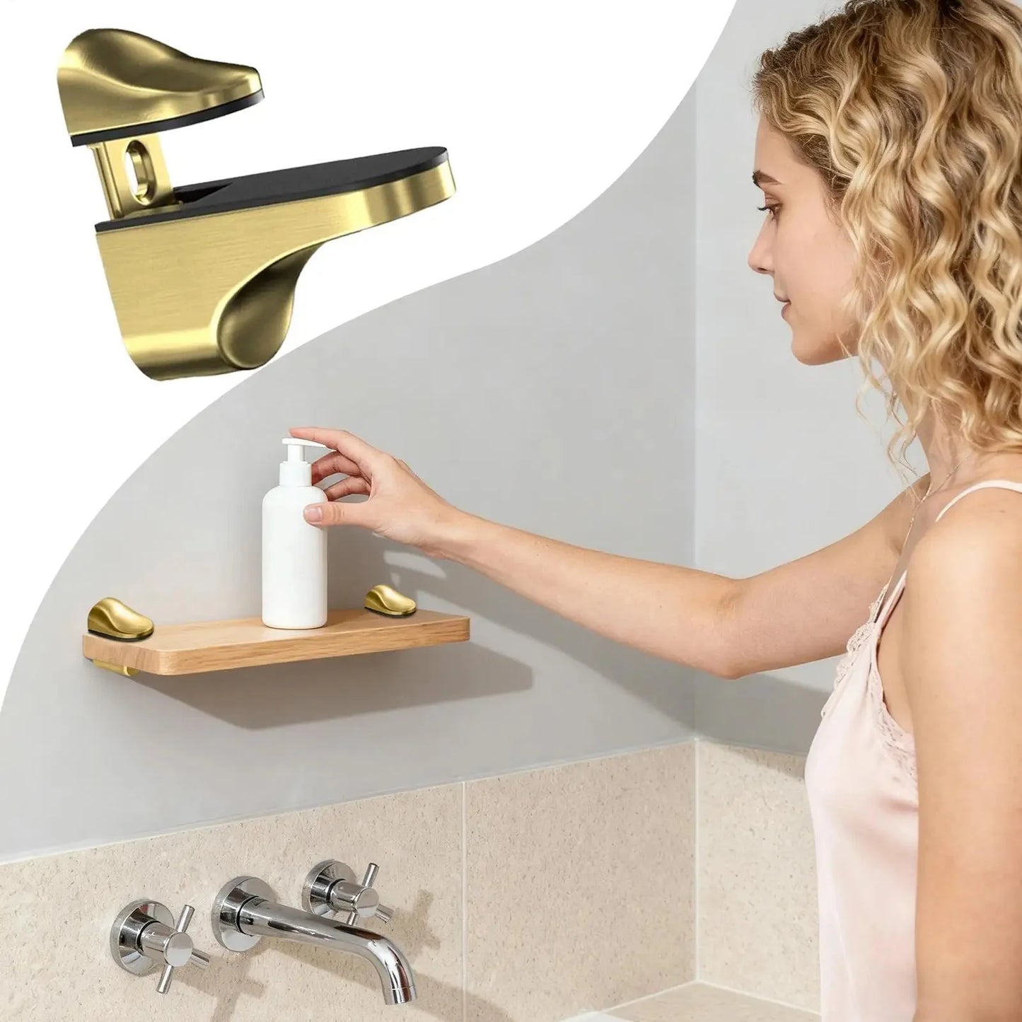Shelf Brackets Adjustable Shower Glass Shelf Brackets Holder Parts Holder Support Clip Hardware for Wood Acrylic Cabinet Bar