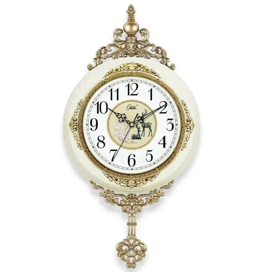 Retro European Style Wall Clock Watch Living Room Mute Pendulum Clock Elegant Taste Family Gift Art Decoration