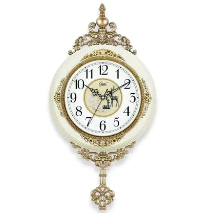 Retro European Style Wall Clock Watch Living Room Mute Pendulum Clock Elegant Taste Family Gift Art Decoration