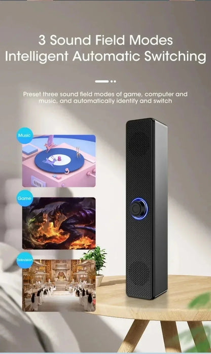 XIKCU Wireless Bluetooth and PC Soundbar Wired Speaker USB Powered Soundbar for TV Pc Laptop Home Theater Surround Audio System