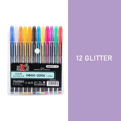 Kit 60 Colored Gel Pen Set, Glitter Metallic Pastel Neon Pen 12 24 36 48 Colors