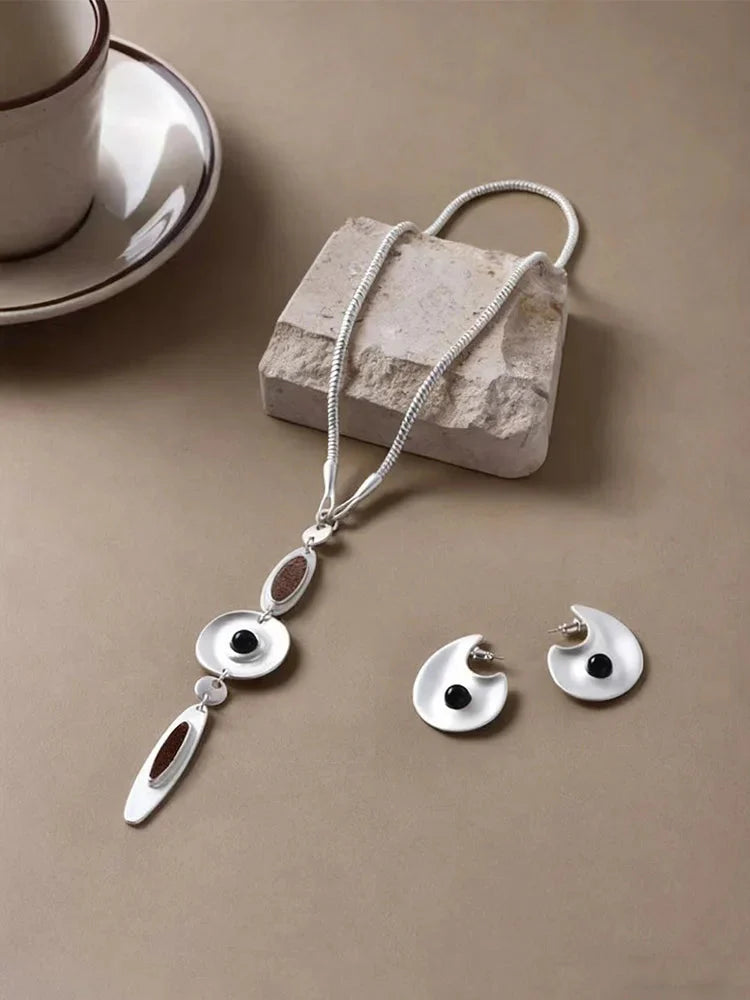 Artistic Craft Jewelry Accessories Eye Motif Necklace and Earrings Set for Women Men Fashion Forward Accessories