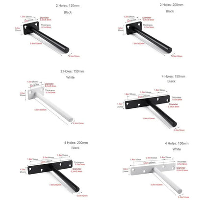 T Shape Concealed Shelf Brackets Floating  Wall Shelf Supports Screw Mounting Plate Multi sizes Metal Brackets