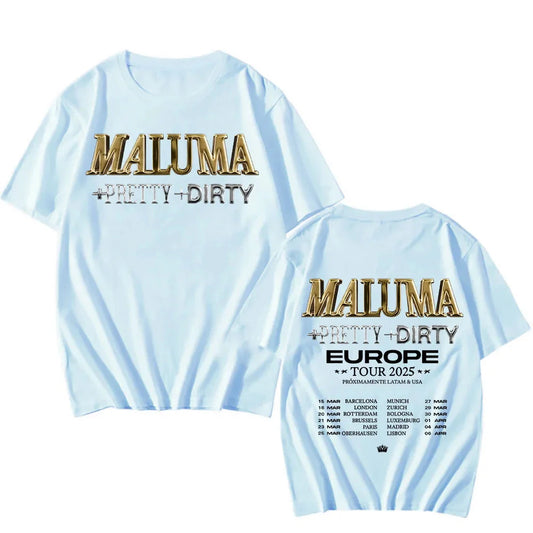 Rapper Maluma T-shirts Maluma +pretty+dirty Europet Tour 2025 Tshirt Men Women Cotton Tees Y2k Unisex Retro Harajuku Top Clothes