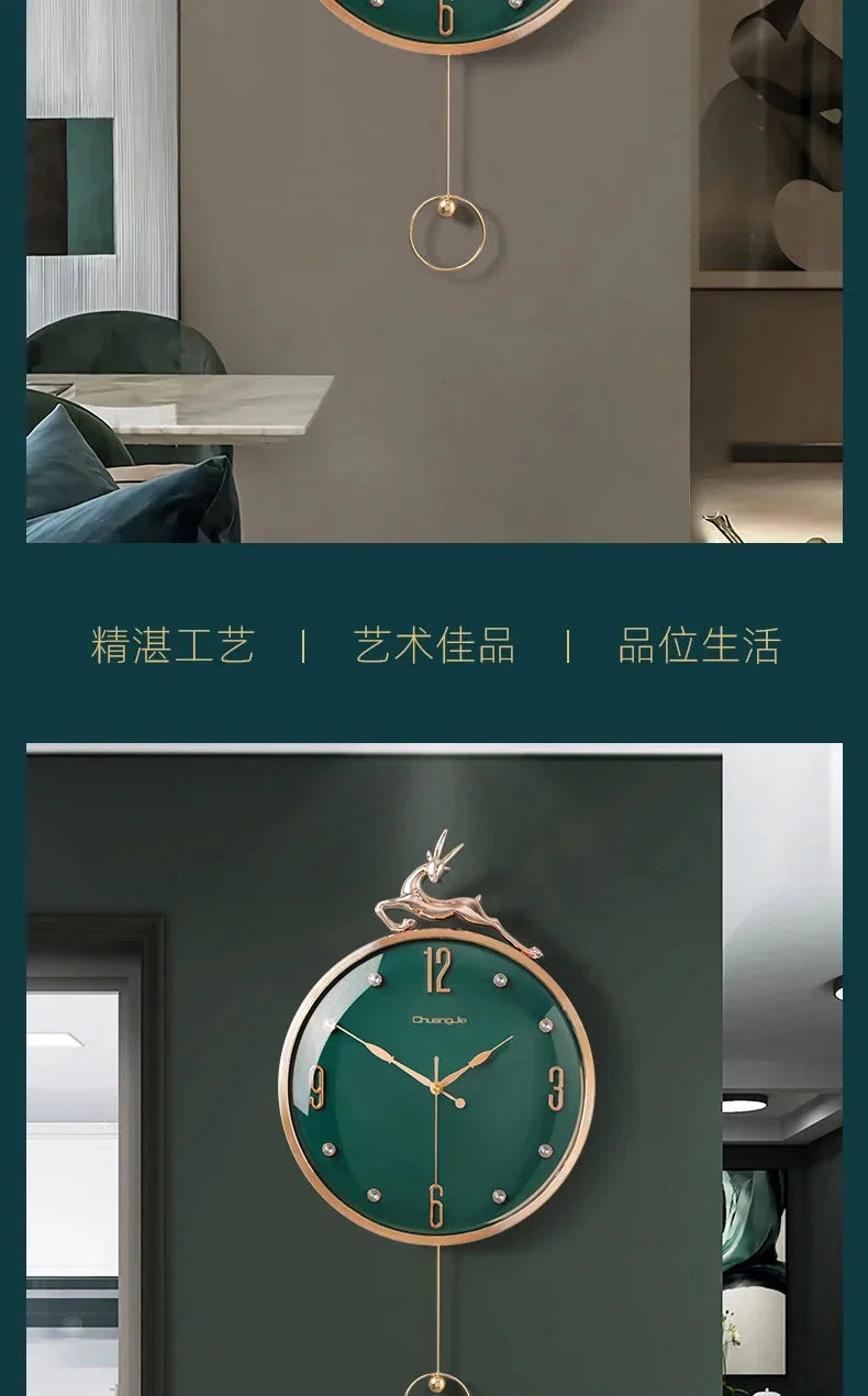 13 Inch Auspicious Deer Wall Clock Nordic Brief Design Living Room Decoration Kitchen Mute Clocks Art Wall Watch Home Decor NEW