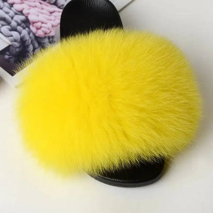 Summer Women Fur Slides Fluffy Furry Slippers Indoor Fuzzy Flip Flops Casual Outdoor Flat Ladies Fur Sandals Plush House Shoes