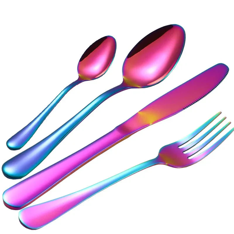24-Piece Silverware Set with Steak Knives Forks Spoons,Stainless Steel Flatware ,Tableware Cutlery Service for 6,Dishwasher Safe