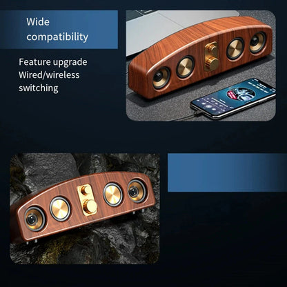 New Wireless BlueTooth Loudspeaker Box Wood Grain Retro Desktop High-power 3D Stereo Subwoofer Computer Audio Portable Sound-bar
