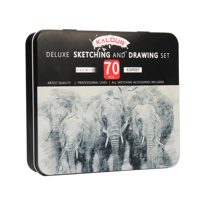 Drawing Set, 70-Pack Sketching Kit, Art Supplies with A Sketch Pad ,Colored, Graphite, Charcoal, Watercolor, Metallic Pencils