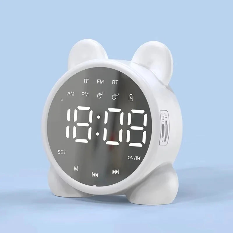 Bluetooth Mirror Table Clock Kids Alarm Clock Cute Cat Digital Alarm Clock For Kids Bedside Clock Children'S Sleep Led Clocks