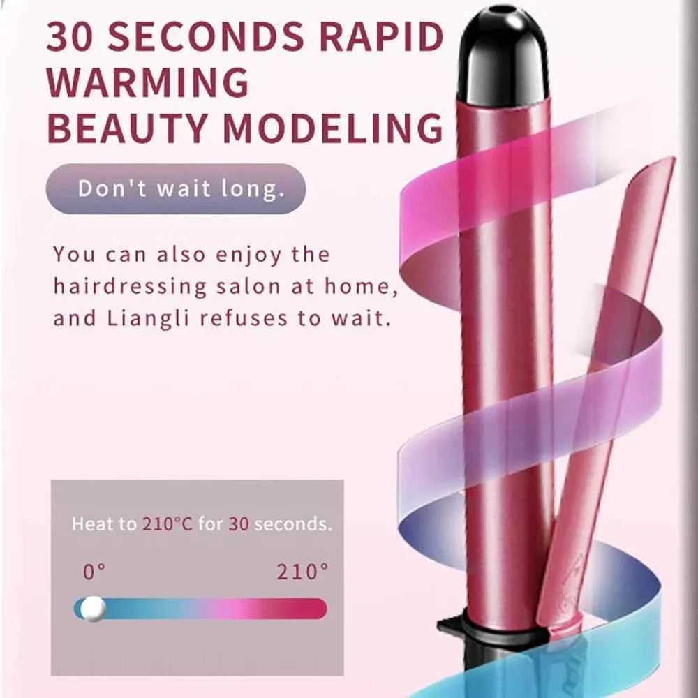 Kemei Professional Hair Curler Hair Curling Iron Wand Ceramic Tourmaline long Barrel Dual Voltage 100-240V Hair Waving Style Too
