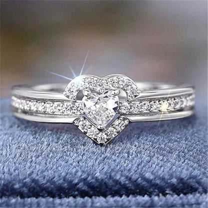 925 Sterling Silver Romantic Wedding Band Ring Female Love Jewelry Brilliant Heart Zirconia Finger Accessories Engagement Ring