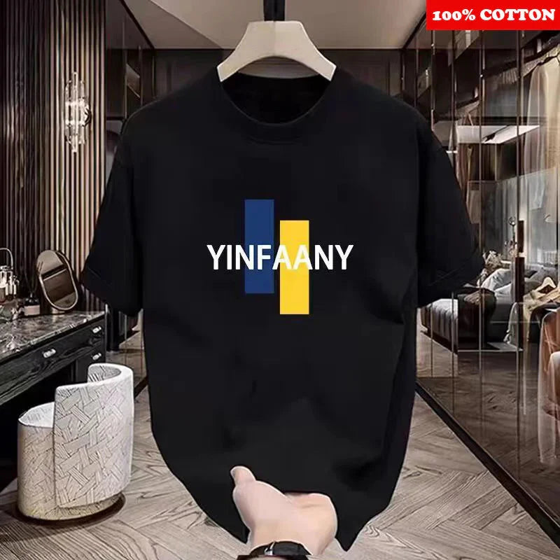 Fashion Paris Print T-shirt Men's Summer New 2025 New 100% Cotton Neck Short Short Sleeve Tee Gym Casual comfort Sports Top Men