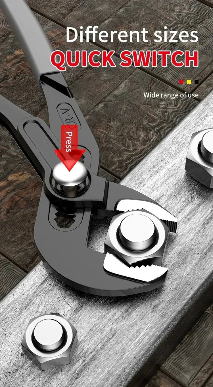 Water Pump Pliers Quick-Release Plumbing Pliers Pipe Wrench Adjustable Water Pipe Clamp Pliers Household Hand Tools Multi-functi