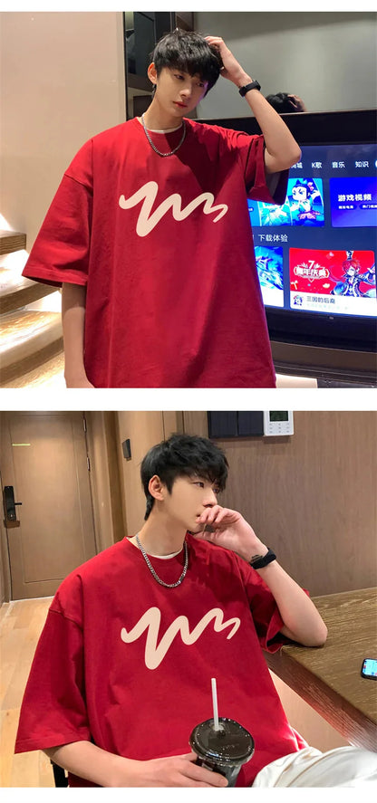Men's T Shirt Oversized Mens White Cotton T-shirts Funny Print 5XL Casual Wear Summer Tee Shirts For Men Big Size Male Clothes