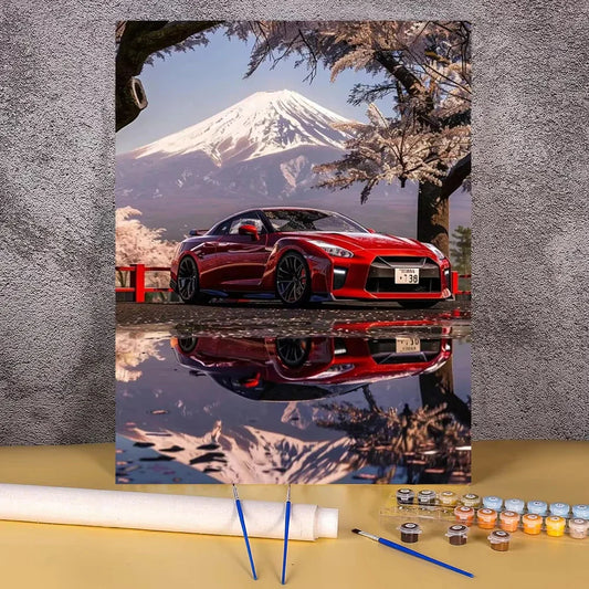 Acrylic Paint By Numbers Red Sports Car  Painting By Numbers On Canvas Coloring By Number For Adults Paint Digital Art