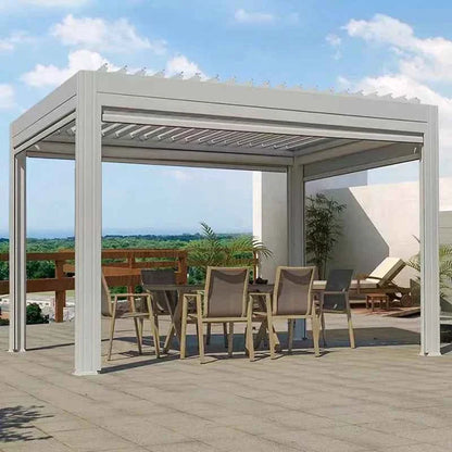 Automated Opening Waterproof Wingproof Louvered Motorized Aluminous Outdoor Living Garden Pergolas Gazebo Canopy Exterior Gazebo