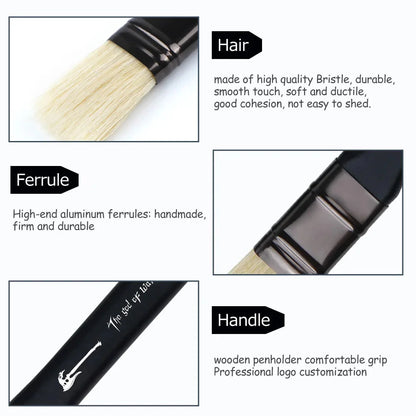 10 Pcs Paint Brushes Set Bristle Hair Professional Drawing Long Rod Painting Brush Oil Acrylic Watercolor Art Supplies