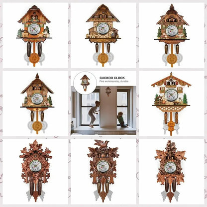 Forest Tower Wood Pendulum Vintage Clocks Vintage Silent Wood Wall Clock Wooden 3D Chiming 3D Chiming Clock Housewarming Gift