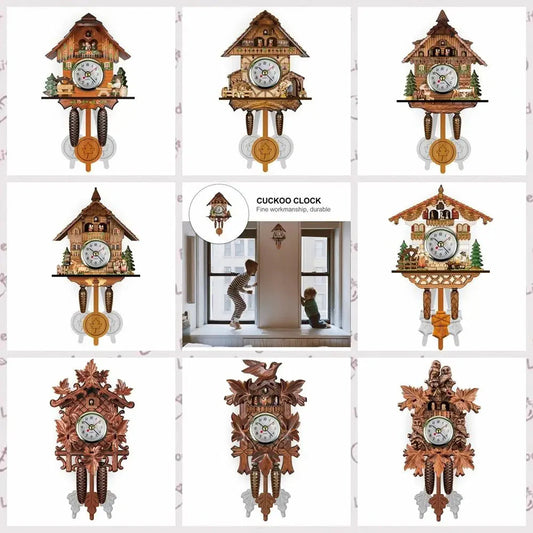Forest Tower Wood Pendulum Vintage Clocks Vintage Silent Wood Wall Clock Wooden 3D Chiming 3D Chiming Clock Housewarming Gift