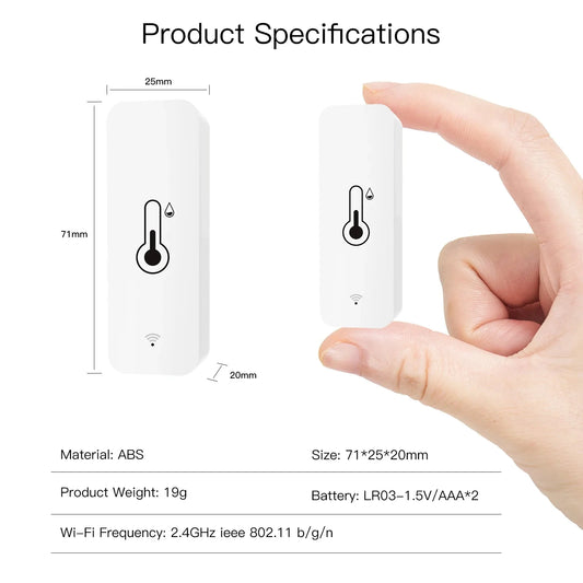 MOES Tuya Smart WiFi Temperature Humidity Sensor Hygrometer Thermometer Detector Smart Scene Linkage with Alexa Google Home